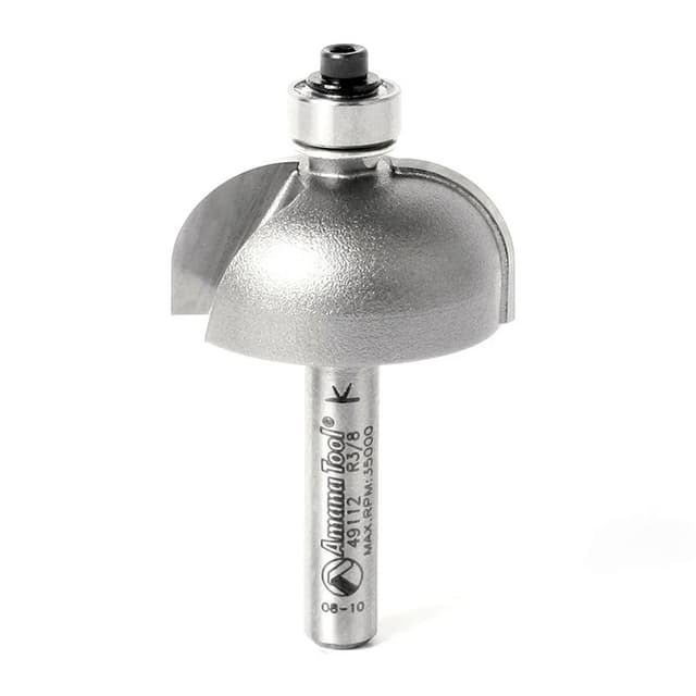 1-1/8" x 3/8" Radius Cove Bit with Ball Bearing, 2-Flute, 1/4" Shank
