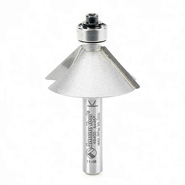 1-1/4" x 2" Chamfer Router Bit, 2-Flute, 1/4" Shank