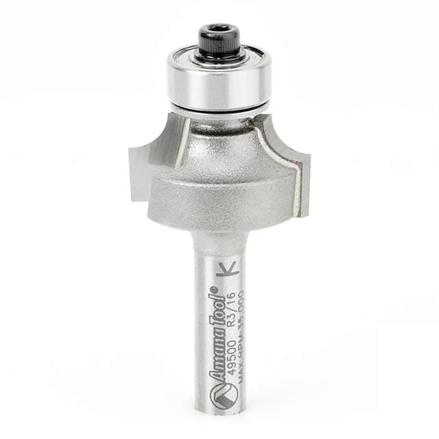 2-9/16" x 3/8" Radius Corner Rounding Bit with Ball Bearing Guide, 2-Flute, 1/2" Shank
