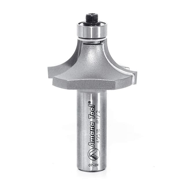 2-5/8" x 1/2" Radius Corner Rounding Bit with Ball Bearing Guide, 2-Flute, 1/2" Shank