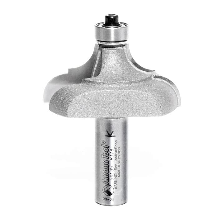 2" Dia x 1" Carbide Tipped Classical Cove/Bead Bit, 3/8" x 3/8" Radius, 1/2" Shank