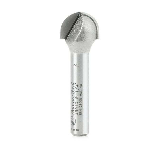 1/2" x 1-1/2" x 1/4" Radius Core Box Router Bit, 1/4" Shank
