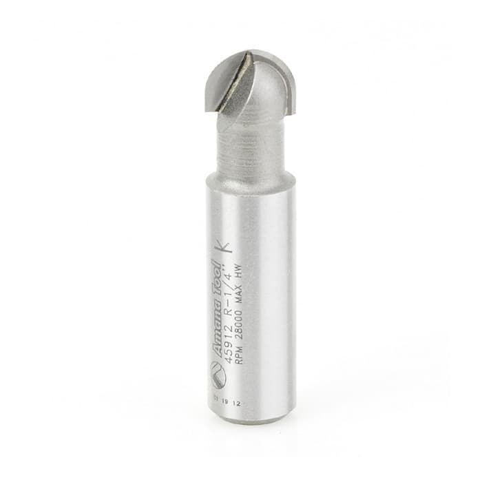 1/2" x 2-1/8" x 1/4" Radius Core Box Router Bit, 1/2" Shank