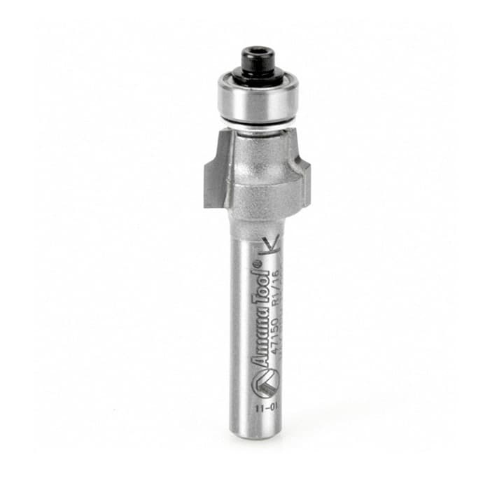 1/2" Dia x 3/8" Carbide Tipped No-File Trim .059 Radius Bevel Trim Bits, 1/2" Shank