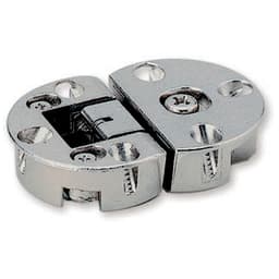 Inset Glass Door Hinge with Rounded Plate, 59.4mm Open Width, Polished Chrome