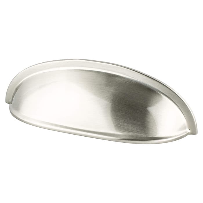 3" Folklore Cup Pull, Brushed Nickel