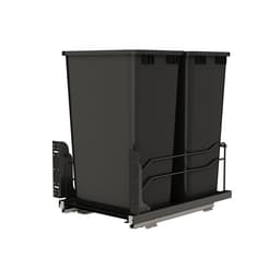 53WC Double 50 QT Steel Bottom Mount Pullout Waste Container, Soft-Close for 15" Cabinet Opening, Black