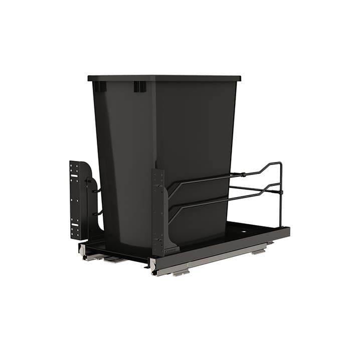 53WC Single 35 QT Steel Bottom Mount Pullout Waste Container, Soft-Close for 11-1/4" Cabinet Opening, Black