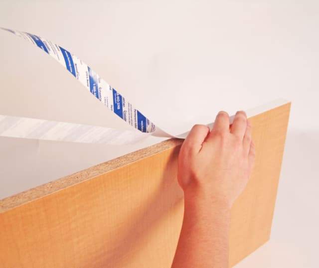 Fastedge Woodgrain PVC Peel/Stick Edgebanding, Mahogany on Walnut, 0.018" Thick 15/16" x 50' Roll