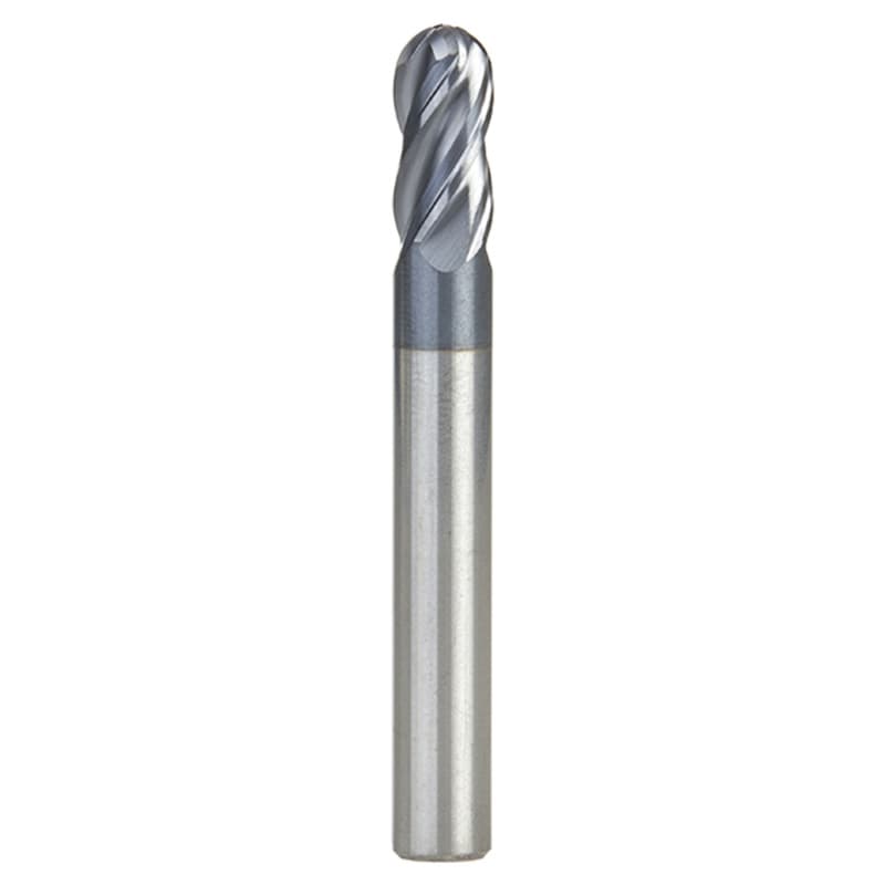 1/4" Dia x 1/2" High Performance Solid Carbide CNC Steel, Helix Spiral Ball Nose with AlTiN Coating 4-Flute, 1/4" Shank, 2" Long Up-Cut Router Bit, /End Mill