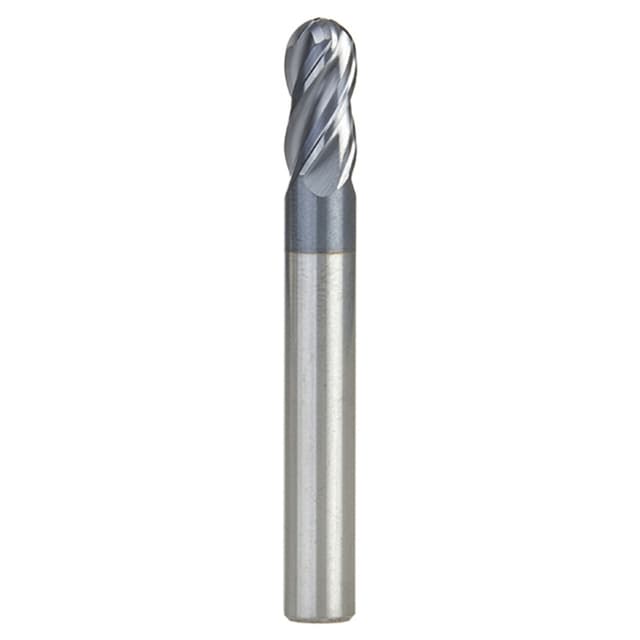 1/4" Dia x 1/2" High Performance Solid Carbide CNC Steel, Helix Spiral Ball Nose with AlTiN Coating 4-Flute, 1/4" Shank, 2" Long Up-Cut Router Bit, /End Mill