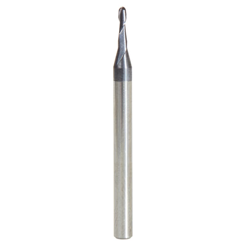 0.055" AlTiN Coated CNC Steel Ball End Mini Mill Bit, 2-Flute