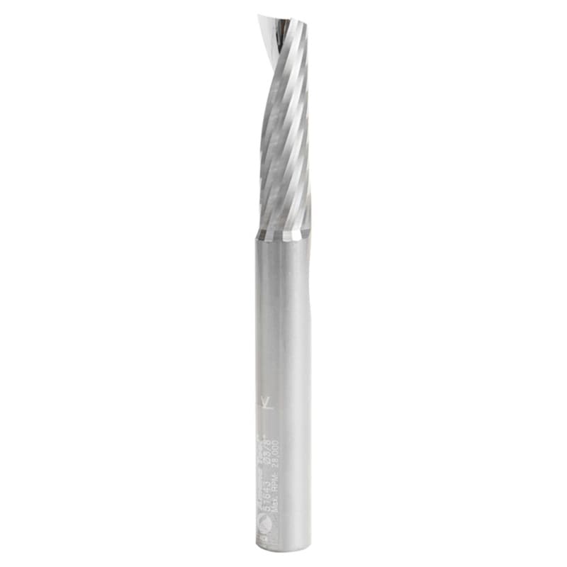 3/8" Dia x 1-3/8" Solid Carbide CNC Spiral 'O' Single Flute, Aluminum Cutting, 3/8" Shank, 3-1/2" Long Up-Cut Router Bit