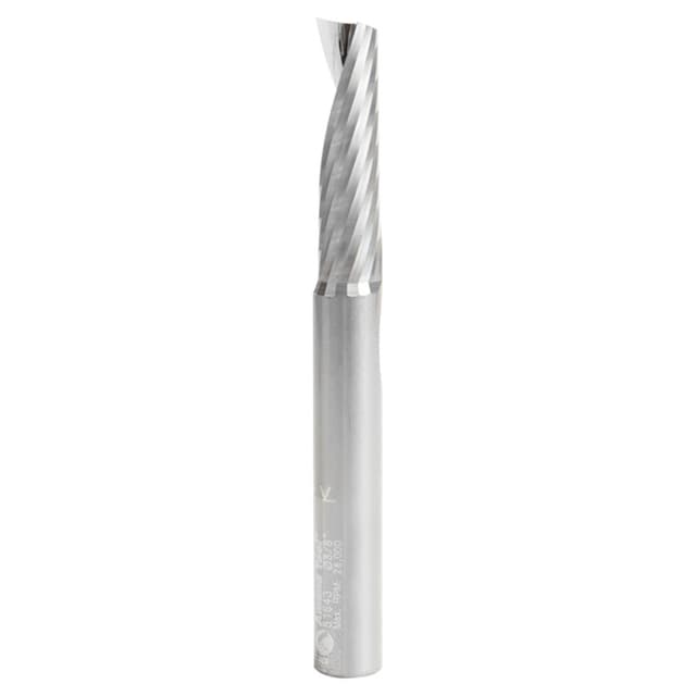 3/8" Dia x 1-3/8" Solid Carbide CNC Spiral 'O' Single Flute, Aluminum Cutting, 3/8" Shank, 3-1/2" Long Up-Cut Router Bit