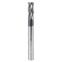 1/4" Dia x 5/8" CNC Solid Carbide Spiral Router Bit for Steel/Stainless Steel with AlTiN Coating 4-Flute, 1/4" Shank, 2-3/8" Long Up-Cut Router Bit, 45º Corner Chamfer End Mill