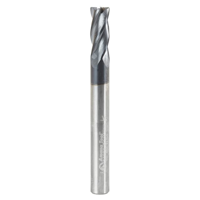 1/4" Dia x 5/8" CNC Solid Carbide Spiral Router Bit for Steel/Stainless Steel with AlTiN Coating 4-Flute, 1/4" Shank, 2-3/8" Long Up-Cut Router Bit, 45º Corner Chamfer End Mill