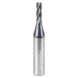 1/8 Dia x 3/8" CNC Solid Carbide Spiral Router Bit for Steel/Stainless Steel with AlTiN Coating 4-Flute, 1/4" Shank, 1-1/2" Long Up-Cut Router Bit, /45º Corner Chamfer End Mill