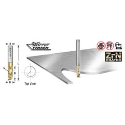 1/4" Dia x 1-1/2" Solid Carbide CNC Spiral 'O' Flute, Aluminum Cutting, 1/4" Shank, Up-Cut ZrN Coated Router Bit