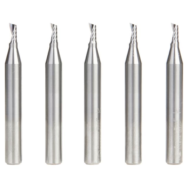 1/8" x 1/4" Up-Cut 'O' Aluminum Cutting CNC Spiral Router Bit, 1-Flute, 1/4" shank (5/Pack)