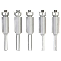 1/2" x 1" 5 Pack Carbide Tipped Flush Trim Bit, 2-Flute, 1/4" Shank