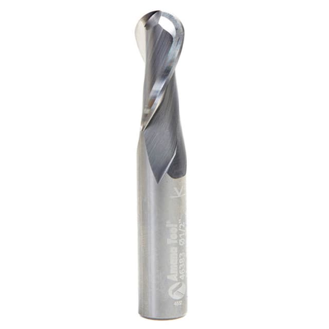 1/2" x 3" Up-Cut Ball Nose Spiral Router Bit, 2-Flute, 1/2" Shank