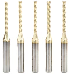 1/8" Dia x 1-3/32" CNC 2D/3D Carving Flat Bottom ZrN Coated Router Bit, 4 Flute, 1/4" Shank (5/Pack)