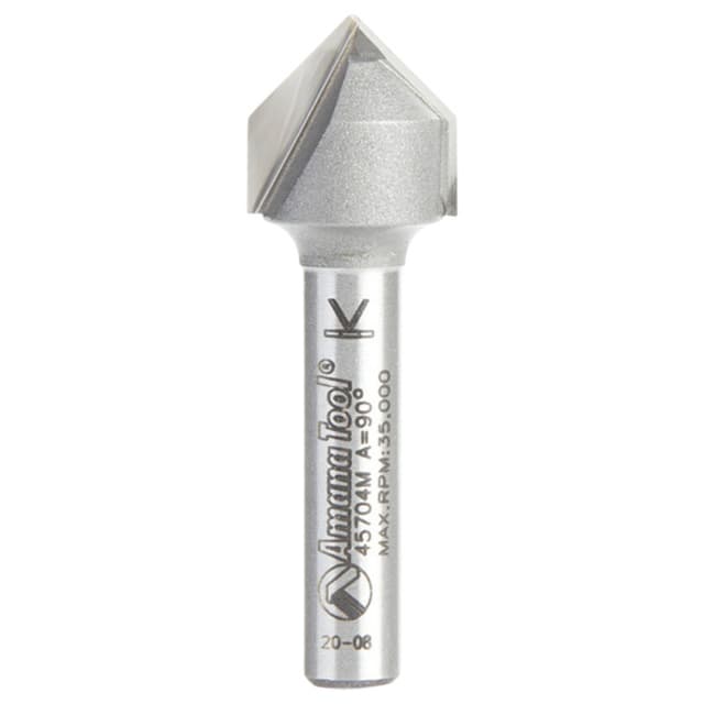 1/2" Dia x 15/64" Carbide Tipped V-Groove Bit, 2 Flute, 6mm Shank