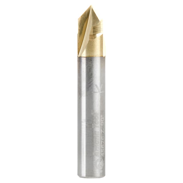 1/4" x 1/8" 90° Zero-Point V-Groove/Engraving ZrN Coated Router Bit, 3-Flute, 1/4" Shank