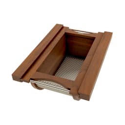 Produce Basket Pullout for 15" Base Cabinets, Blumotion Soft-Closing, Walnut with Stainless Steel Accents