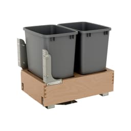 Double 35 QT Bottom-Mount Waste Container Pullout with Rev-A-Motion for 16" Cabinet Opening, Silver