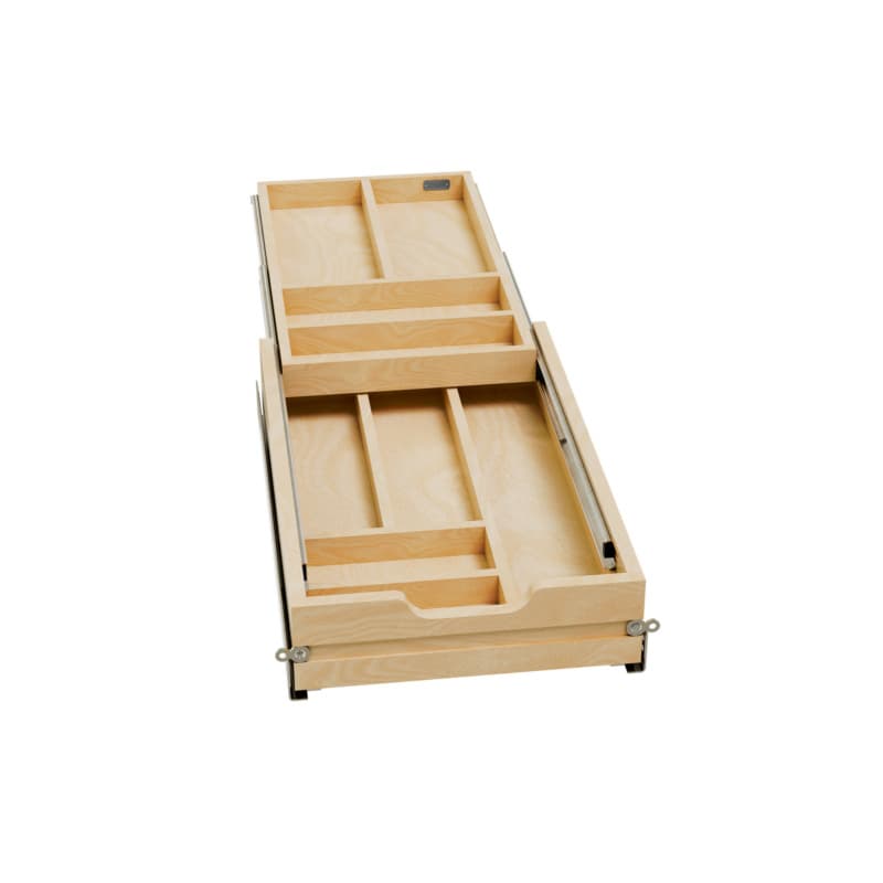 4WTCD 13-1/2" 9-Compartments Two Tiered Cutlery Drawer with BLUMOTION Soft-Close, Semi-Gloss