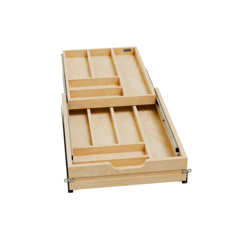 4WTCD 16-1/2" 11-Compartments Two Tiered Cutlery Drawer with BLUMOTION Soft-Close, Semi-Gloss
