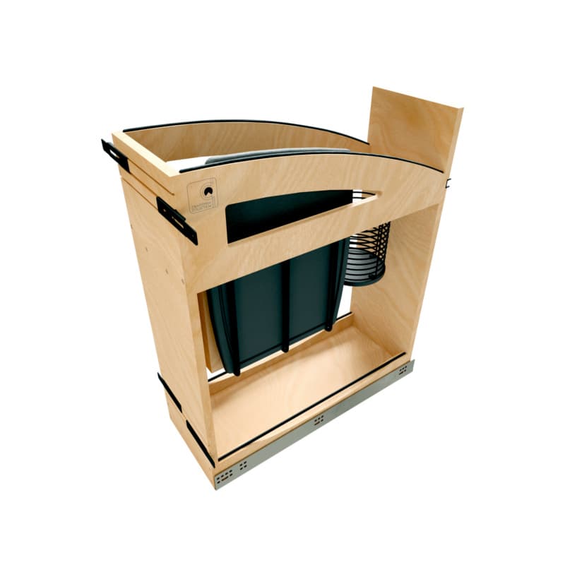 8" Craftsman Knife Block Pullout Organizer with Black Accents for 12" Base Cabinets, Light Brown