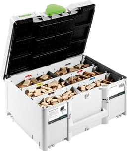 15-1/2" x 11-1/2" x 6-1/8" Beech Domino Tenons Assortment for the DF 500