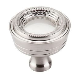 1-5/16" Edwardian Beaded Knob, Brushed Satin Nickel