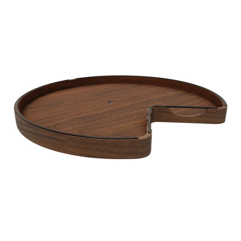 28" Kidney 1 Tray Wood Lazy Susan with Steel Swivel Bearing