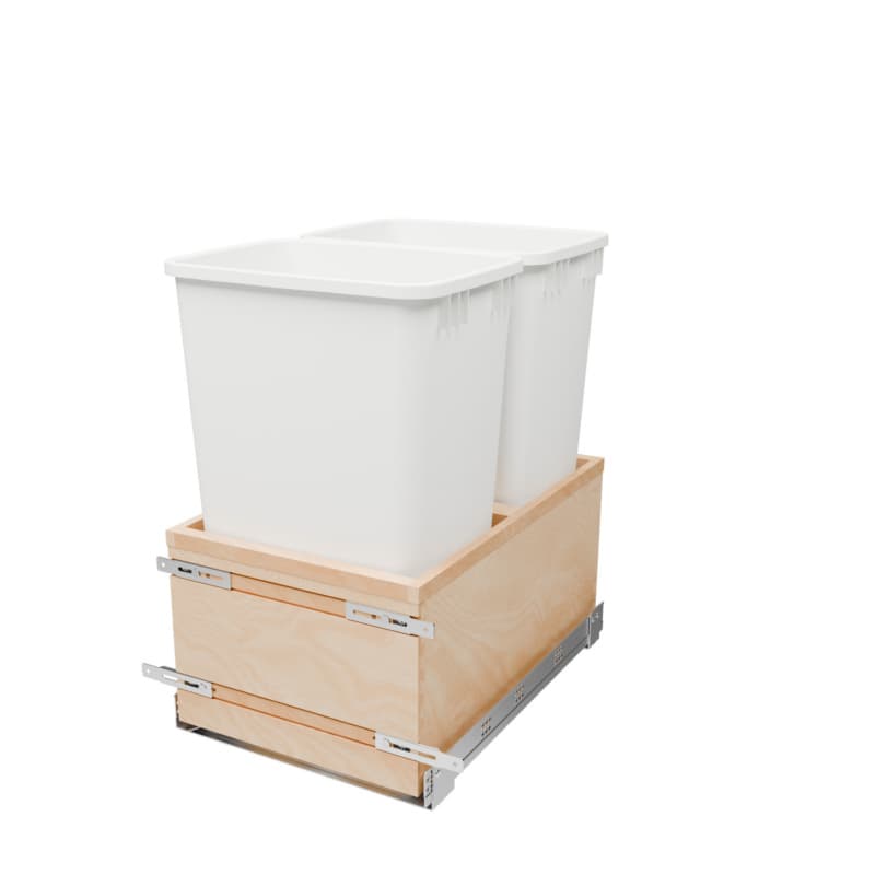 4VLWCSC Series Double 50 QT Bin Bottom Mount Waste Containers for 18" Cabinet, White