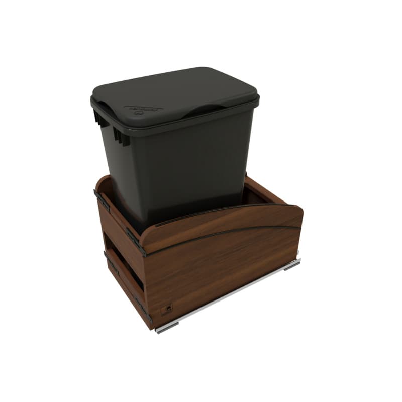 4WCCC Series Single 50 QT Bin Bottom Mount Waste Containers for 15" Cabinet, Black