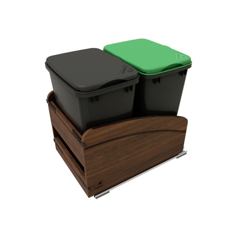 4WCCC Series Double 35 QT Bin Bottom Mount Waste Containers for 18" Cabinet, Black