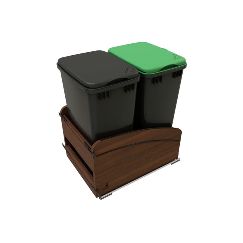 4WCCC Series Double 50 QT Bin Bottom Mount Waste Containers for 18" Cabinet, Black
