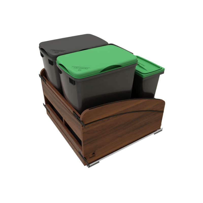4WCCC Series 32 QT Bin Bottom Mount Waste Containers for 24" Cabinet, Black