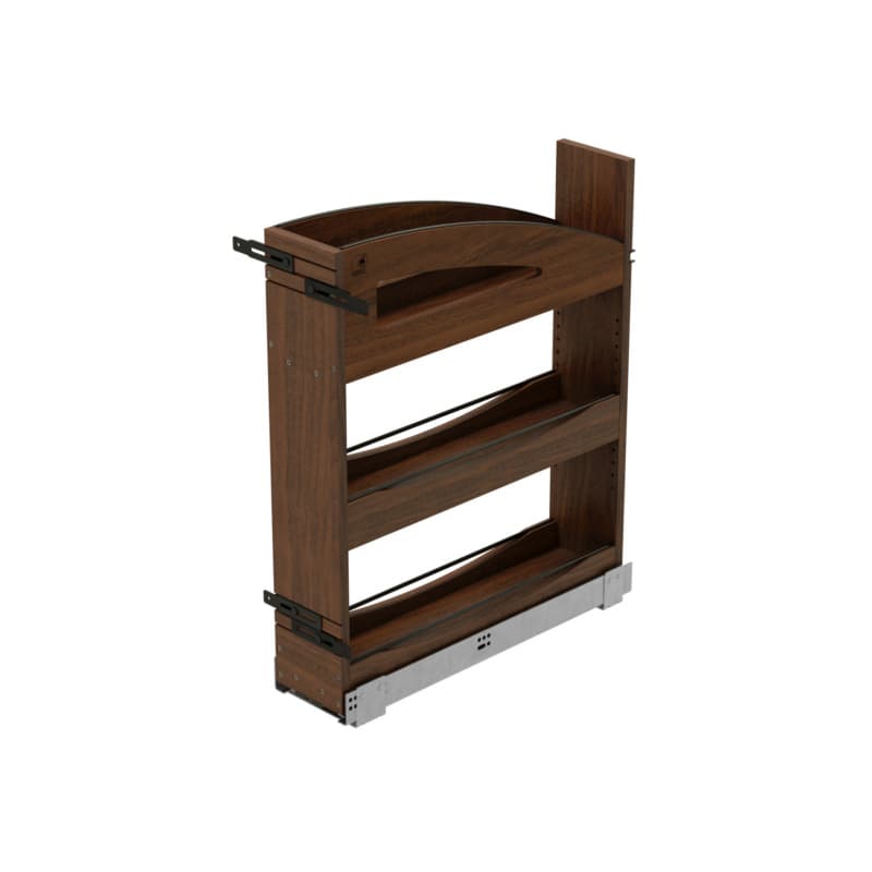 5" Craftsman Base Cabinet Pullout Organizer with Black Accents for 9" Base Cabinets, Dark Brown