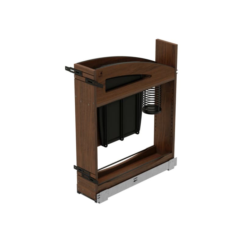5" Craftsman Knife Block Pullout Organizer with Black Accents for 9" Base Cabinets, Dark Brown