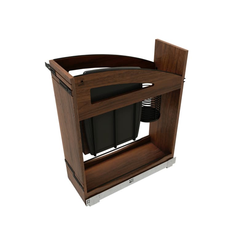 8" Craftsman Knife Block Pullout Organizer with Black Accents for 12" Base Cabinets, Dark Brown