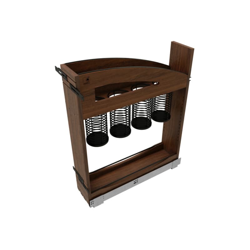 5" Craftsman Utensil Pullout Organizer with Black Accents for 9" Base Cabinets, Dark Brown