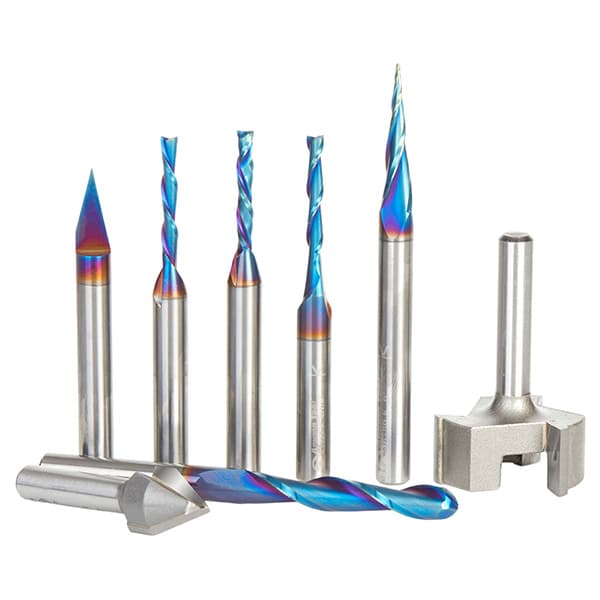 8-Piece Premium CNC Router Bit Set, 1/4" Shank