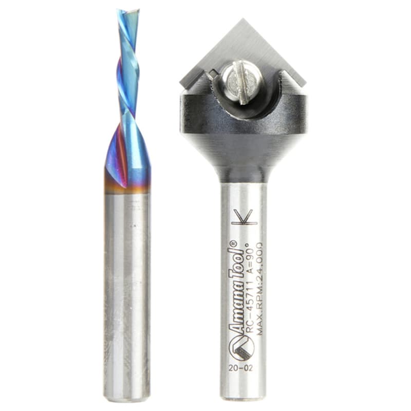 2-Pieces CNC General Purpose Router Bit, 1/4" Shank