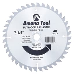 7-1/4" x 40 Teeth Plywood/Plastic Cutting Saw Blade