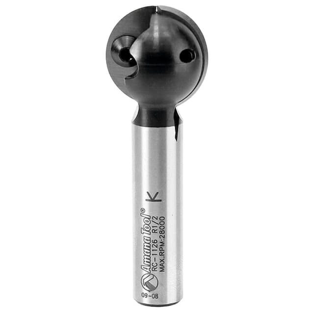 2-7/8" x 1/2" Radius CNC Ball End Insert Core Box Router Bit, 2-Flute, 1/2" Shank