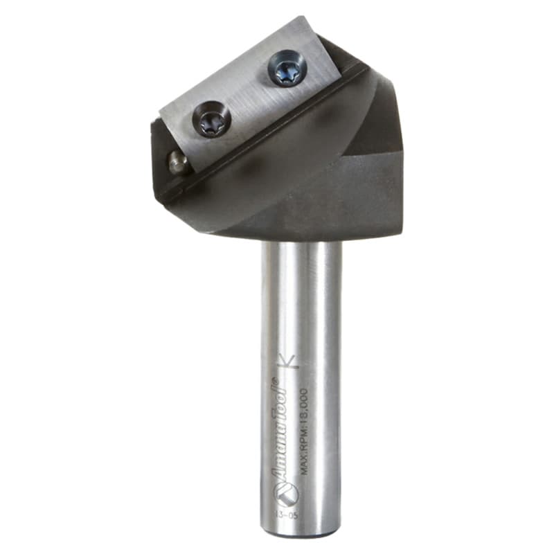 2mm Tip x 37/64" x 1-47/64" Dia Solid Carbide Insert Knife 110° Double Edge Folding V-Groove Bit for Shaping Composite Panels, 1/2" Shank
